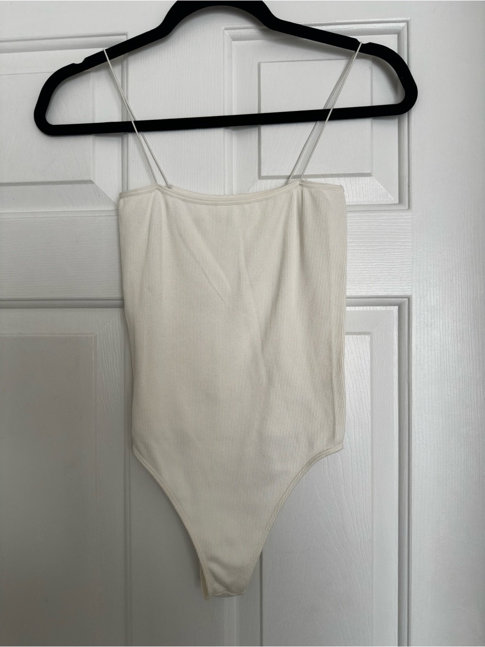 PacSun Cream Ribbed Spaghetti Strap Bodysuit